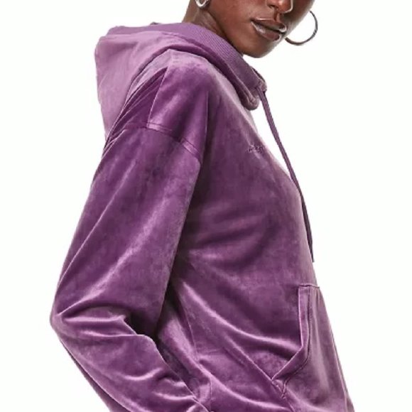 new Champion Women's Size SMALL Velour Hoodie in MIDNIGHT ASTER PINK color NWT - Picture 7 of 8